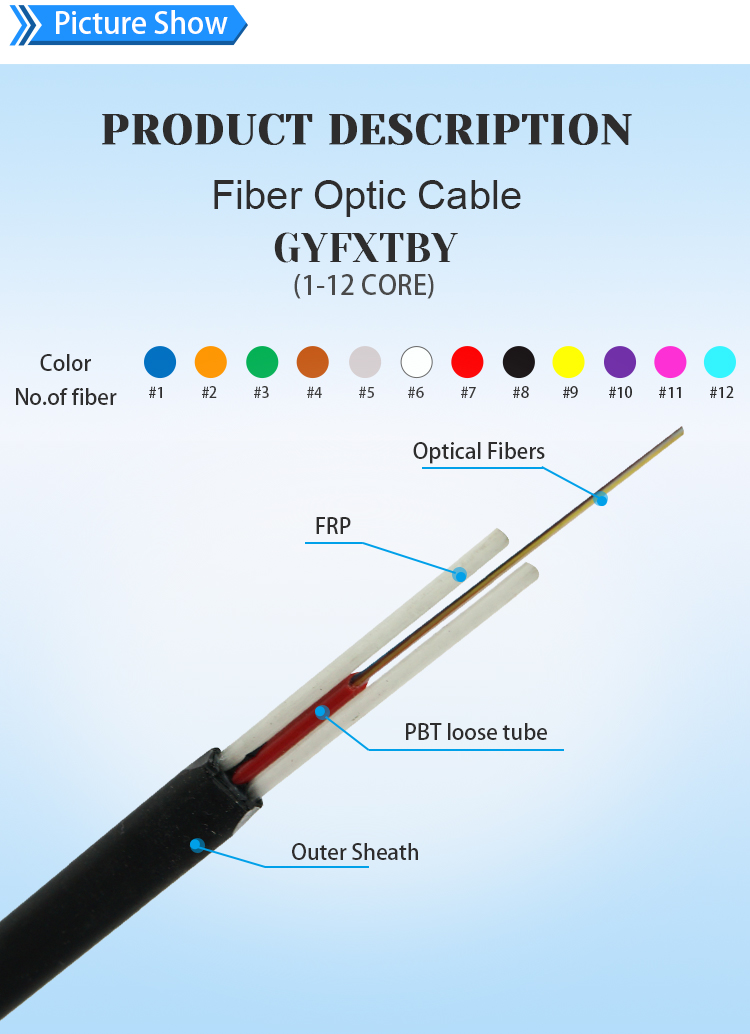 GYFXTBY Fiber Optical Cable 1 - 24 Cores G.652D Outdoor For Telecommunication