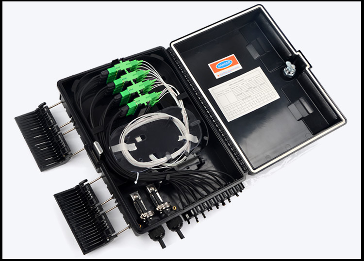 Fiber Terminal Box 16 Core Outdoor IP65 FTTH FAT Black Fiber Optical Distribution Nap Box