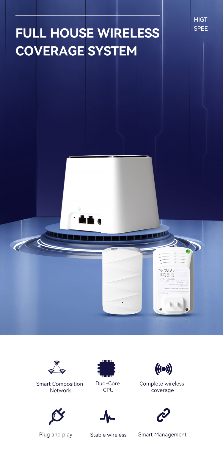 Mesh Wireless Router AC1200 Whole Home Mesh WiFi System APP Management